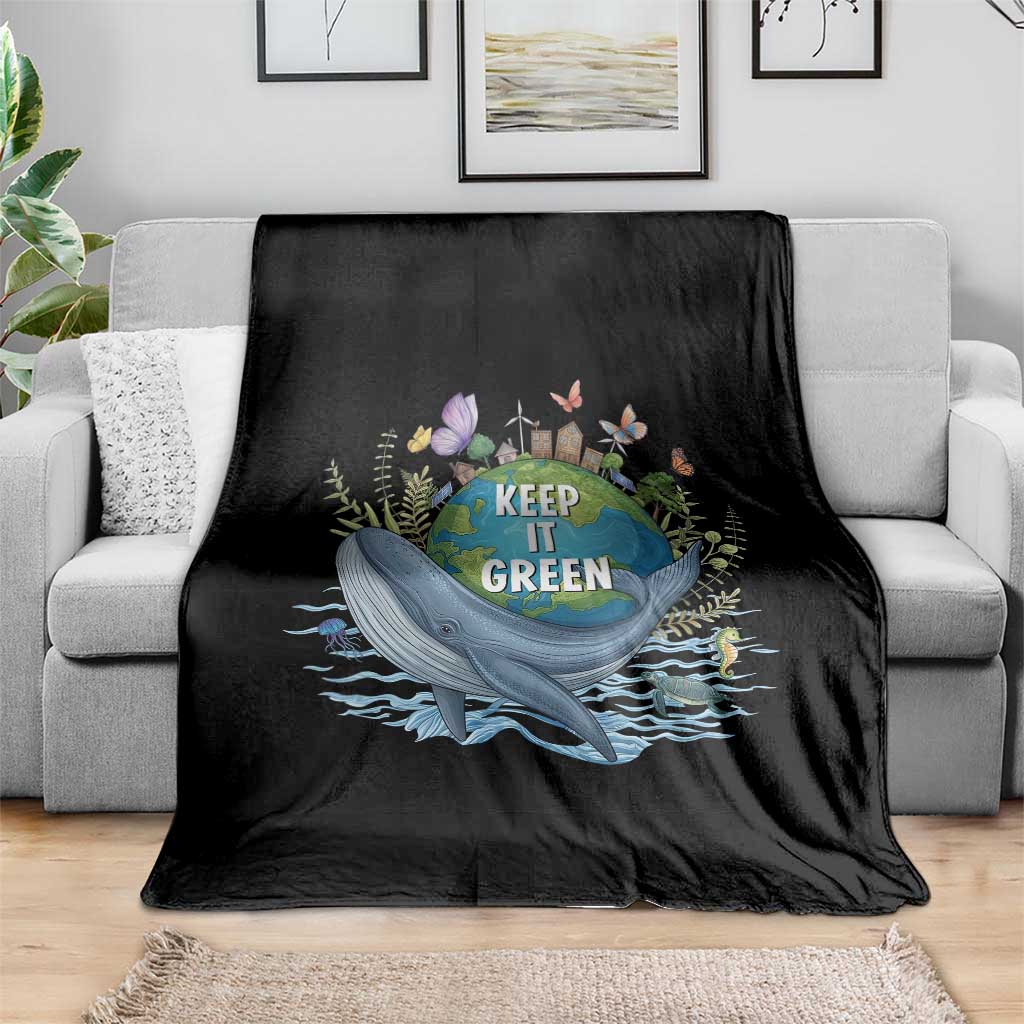Keep It Green Earth Day Throw Blanket Eco-Friendly Nature Environmental Awareness