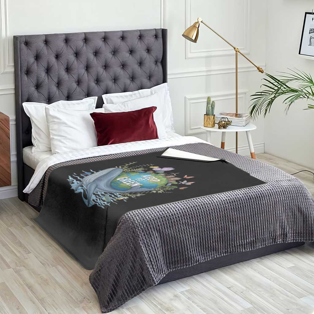 Keep It Green Earth Day Throw Blanket Eco-Friendly Nature Environmental Awareness