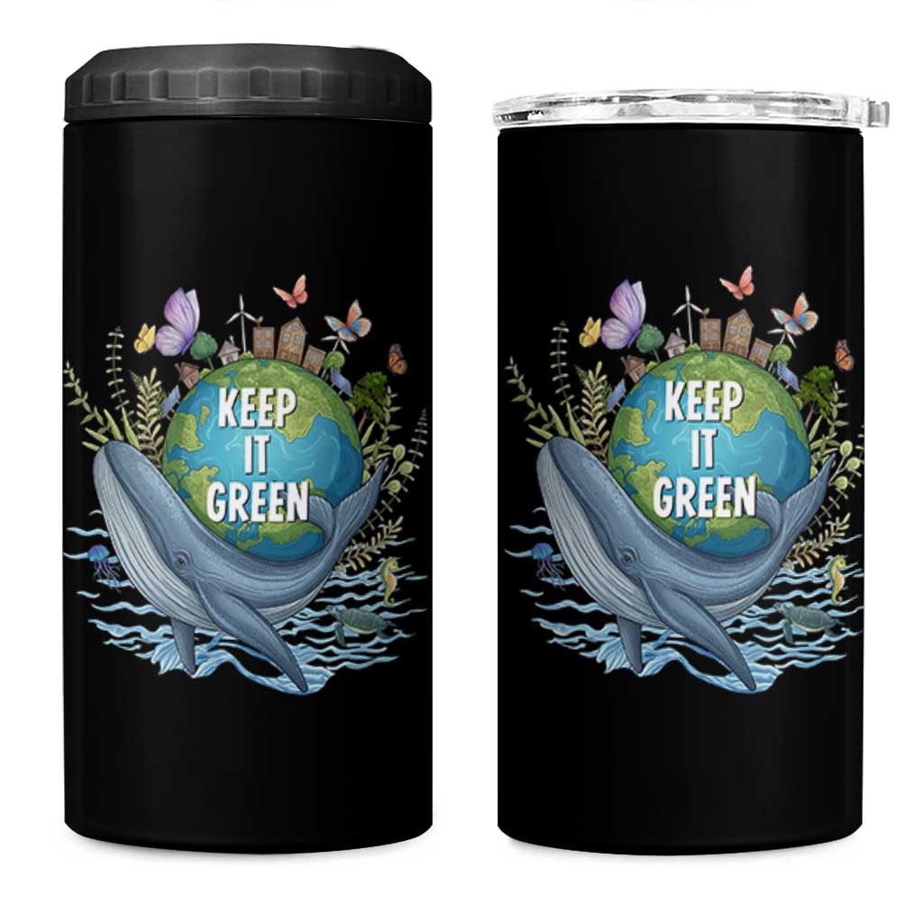 Keep It Green Earth Day 4 in 1 Can Cooler Tumbler Eco-Friendly Nature Environmental Awareness