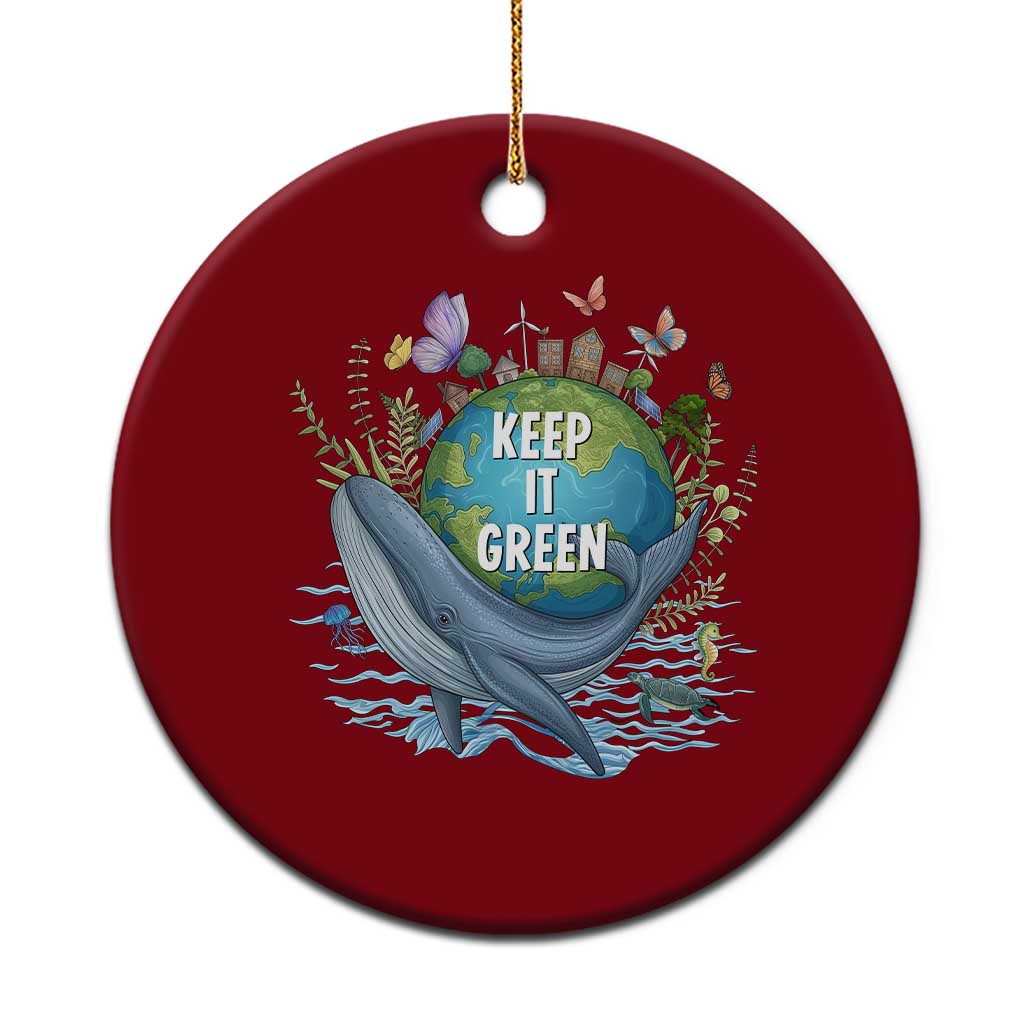 Keep It Green Earth Day Ceramic Ornament Eco-Friendly Nature Environmental Awareness