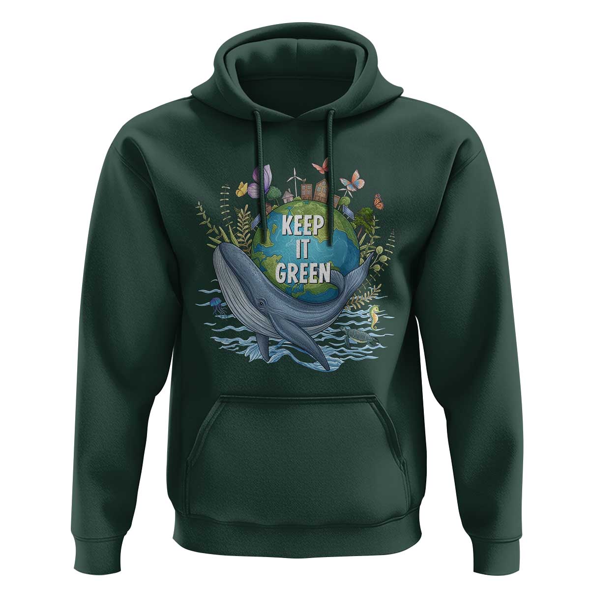 Keep It Green Earth Day Hoodie Eco-Friendly Nature Environmental Awareness