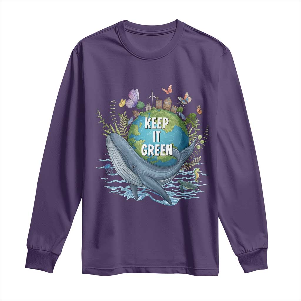 Keep It Green Earth Day Long Sleeve Shirt Eco-Friendly Nature Environmental Awareness