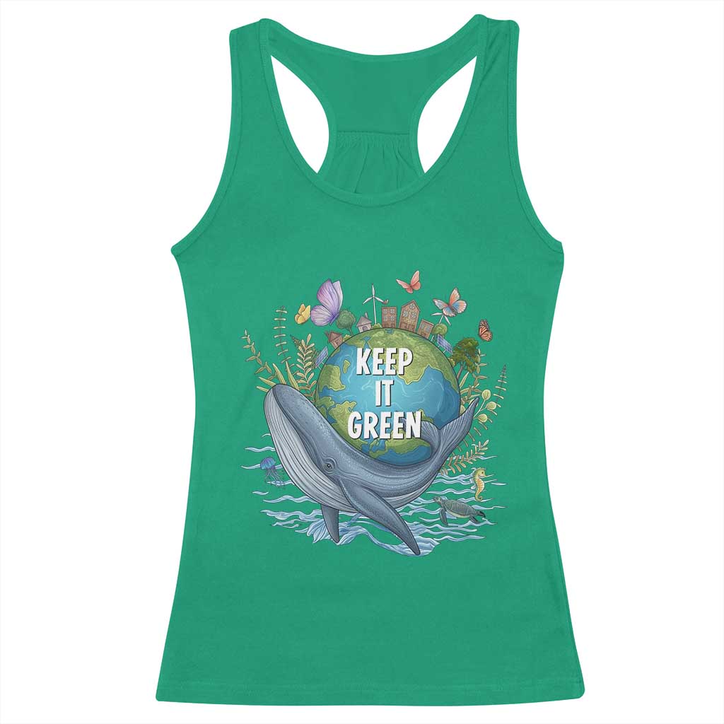 Keep It Green Earth Day Racerback Tank Top Eco-Friendly Nature Environmental Awareness