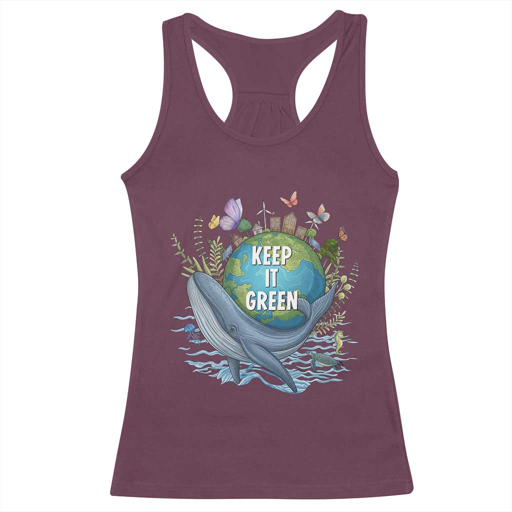 Keep It Green Earth Day Racerback Tank Top Eco-Friendly Nature Environmental Awareness