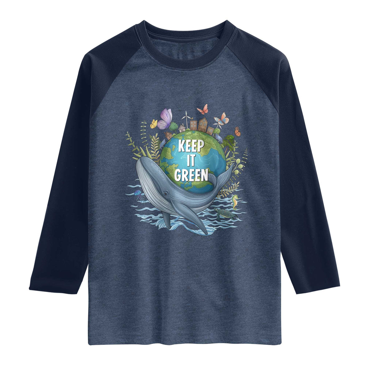 Keep It Green Earth Day Raglan Shirt Eco-Friendly Nature Environmental Awareness