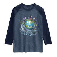 Keep It Green Earth Day Raglan Shirt Eco-Friendly Nature Environmental Awareness