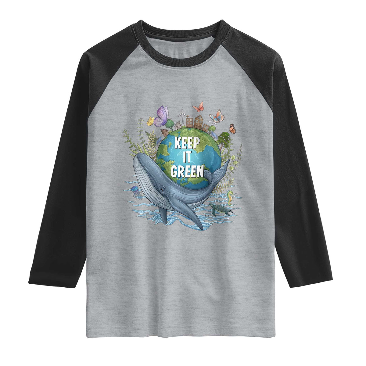 Keep It Green Earth Day Raglan Shirt Eco-Friendly Nature Environmental Awareness