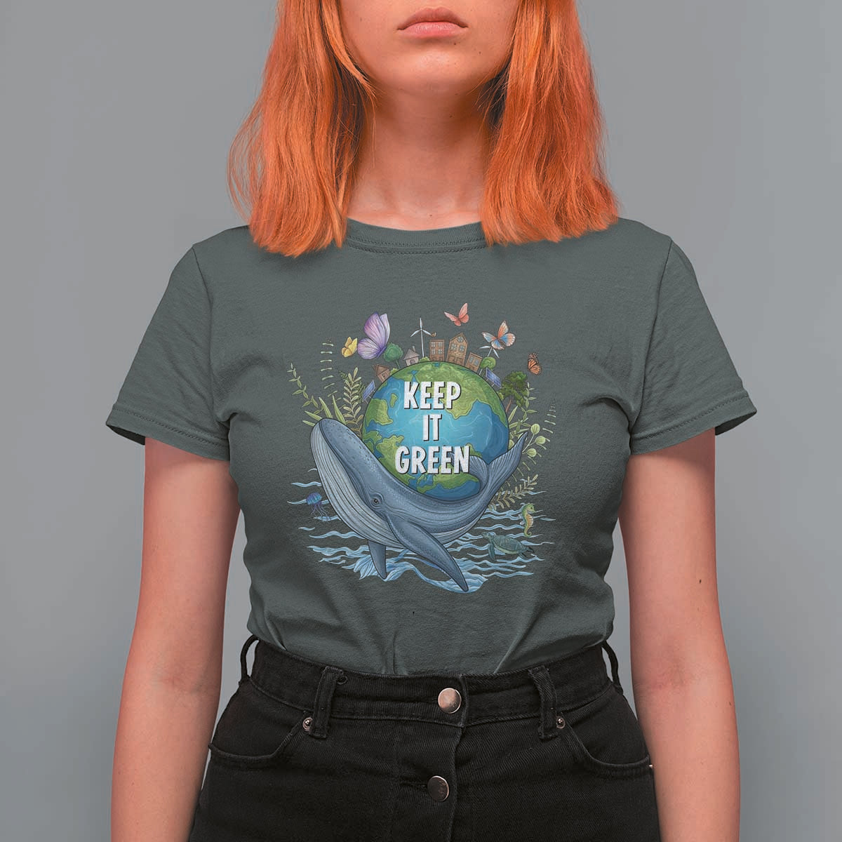 Keep It Green Earth Day T Shirt For Women Eco-Friendly Nature Environmental Awareness
