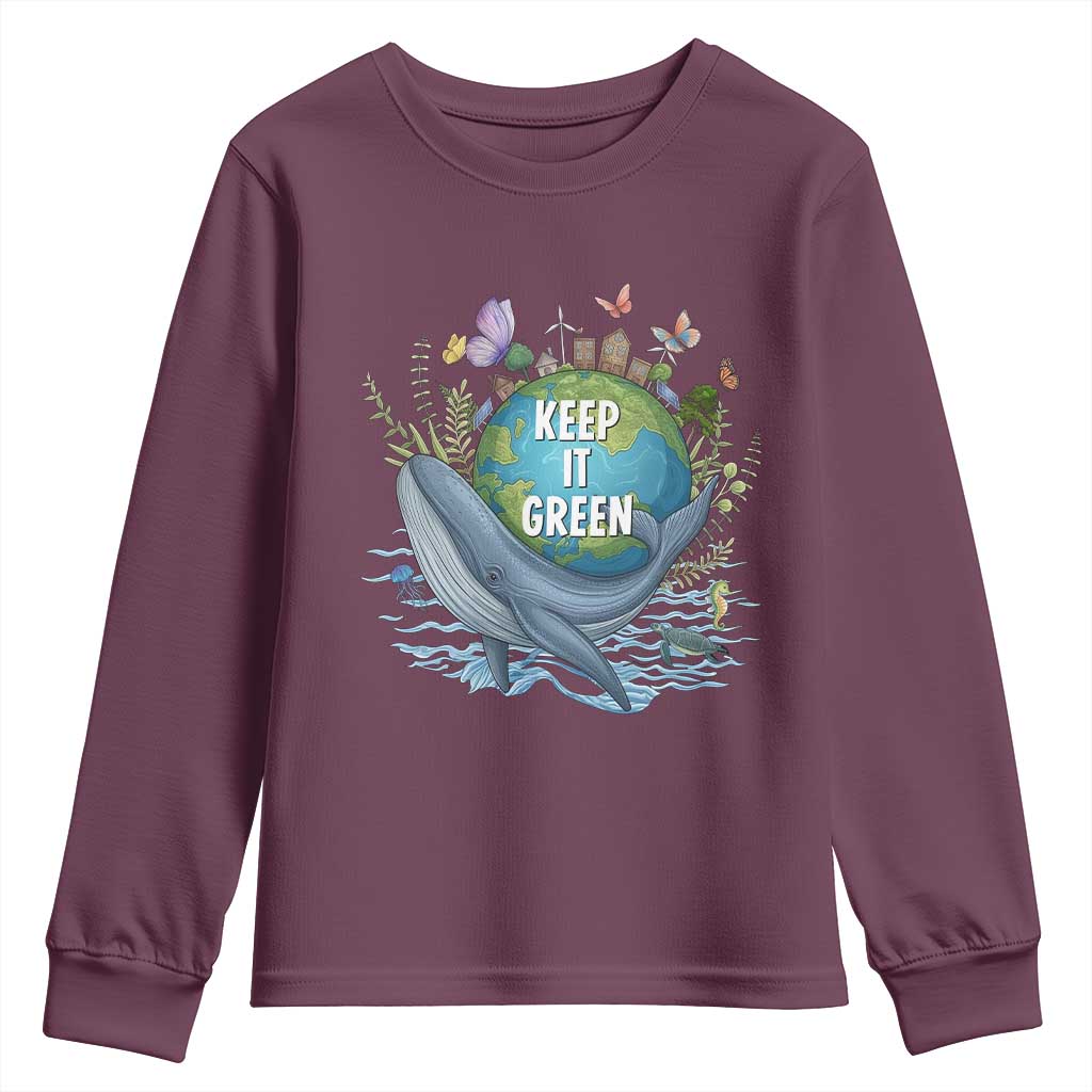 Keep It Green Earth Day Youth Sweatshirt Eco-Friendly Nature Environmental Awareness