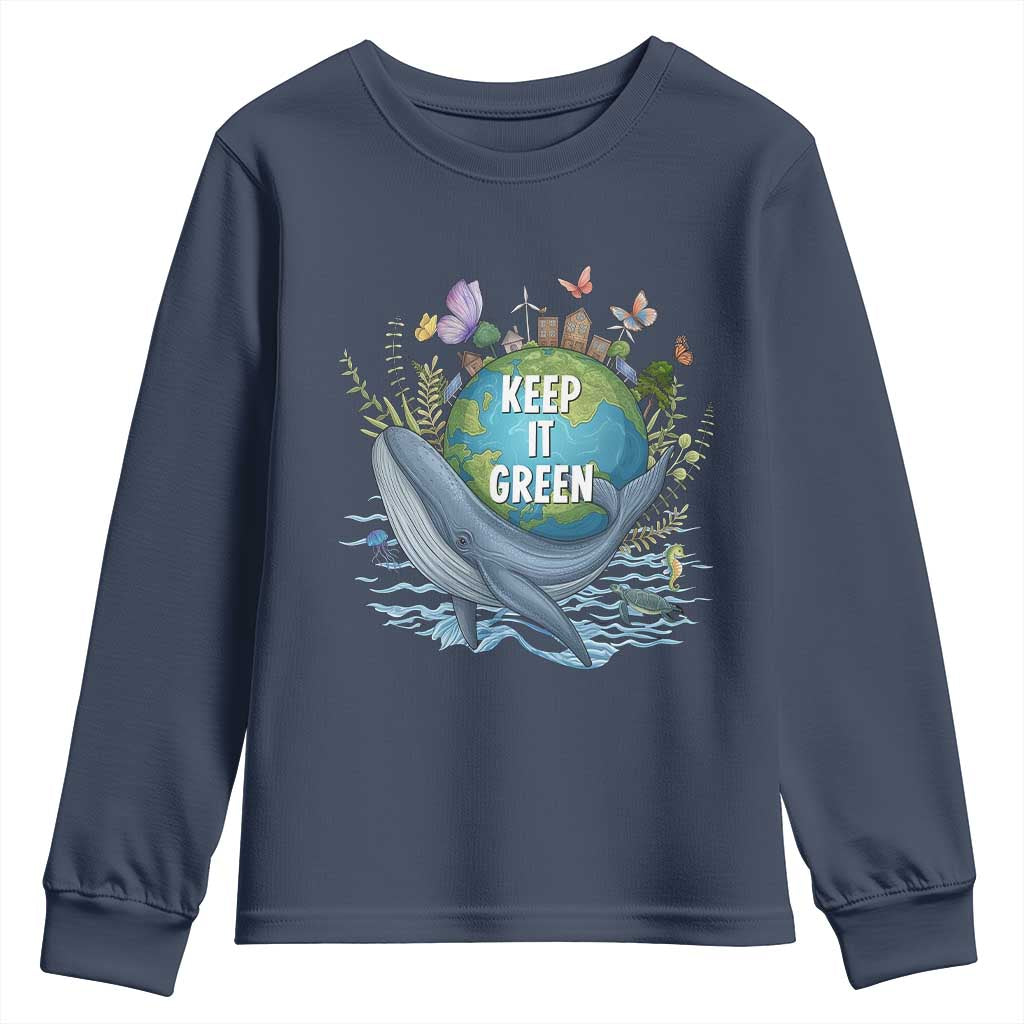 Keep It Green Earth Day Youth Sweatshirt Eco-Friendly Nature Environmental Awareness