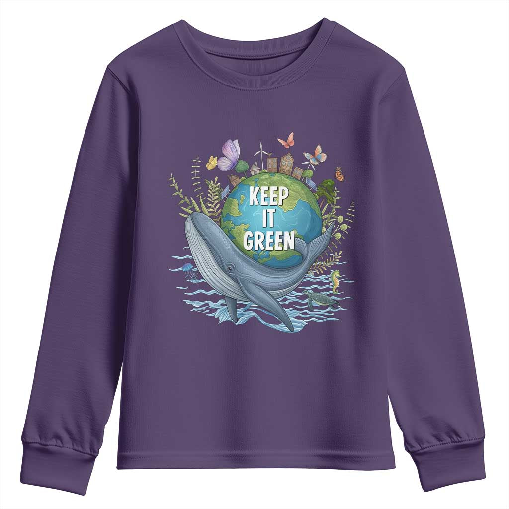 Keep It Green Earth Day Youth Sweatshirt Eco-Friendly Nature Environmental Awareness
