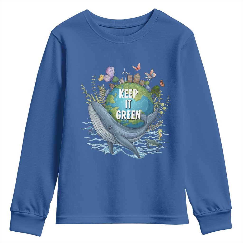 Keep It Green Earth Day Youth Sweatshirt Eco-Friendly Nature Environmental Awareness
