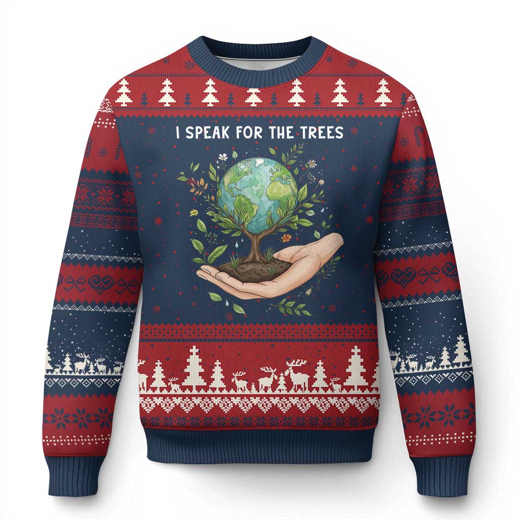 I Speak For The Trees Ugly Christmas Sweater Earth Day Awareness