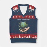 I Speak For The Trees V-Neck Knit Sweater Vest Earth Day Awareness