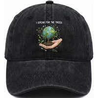 I Speak For The Trees Washed Cotton Baseball Cap Earth Day Awareness