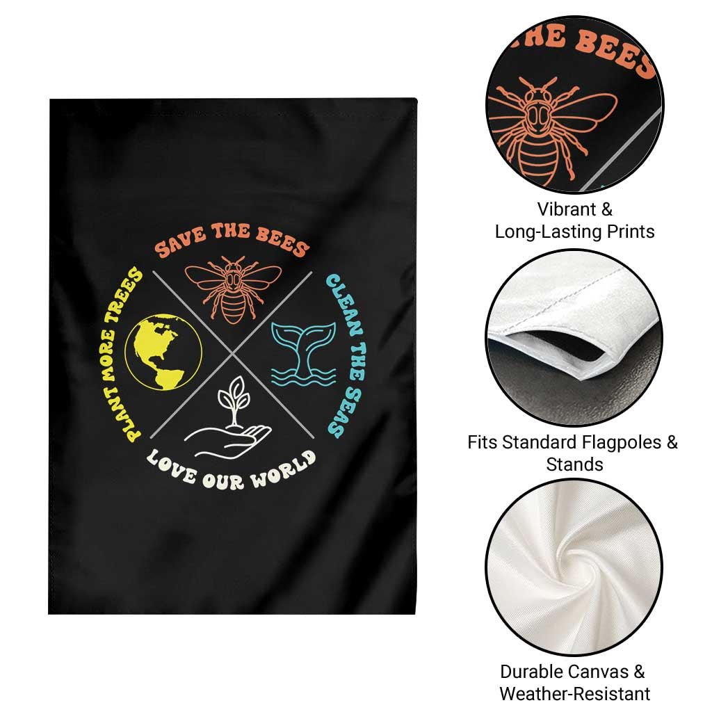 Earth Day Awareness Garden Flag Save The Bees Plant More Trees Clean The Seas Titties
