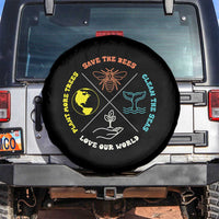 Earth Day Awareness Spare Tire Cover Save The Bees Plant More Trees Clean The Seas Titties