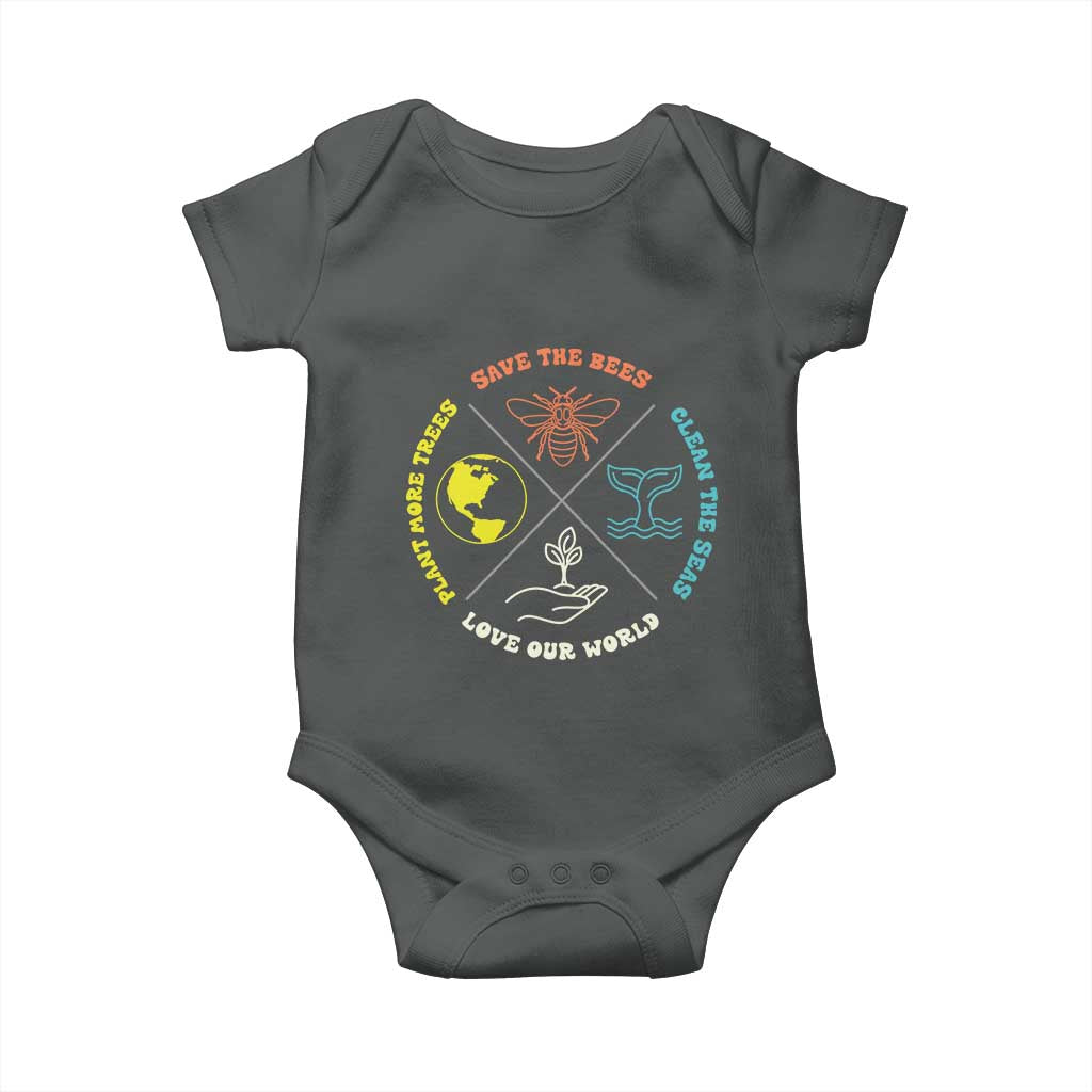 Earth Day Awareness Baby Onesie Save The Bees Plant More Trees Clean The Seas Titties