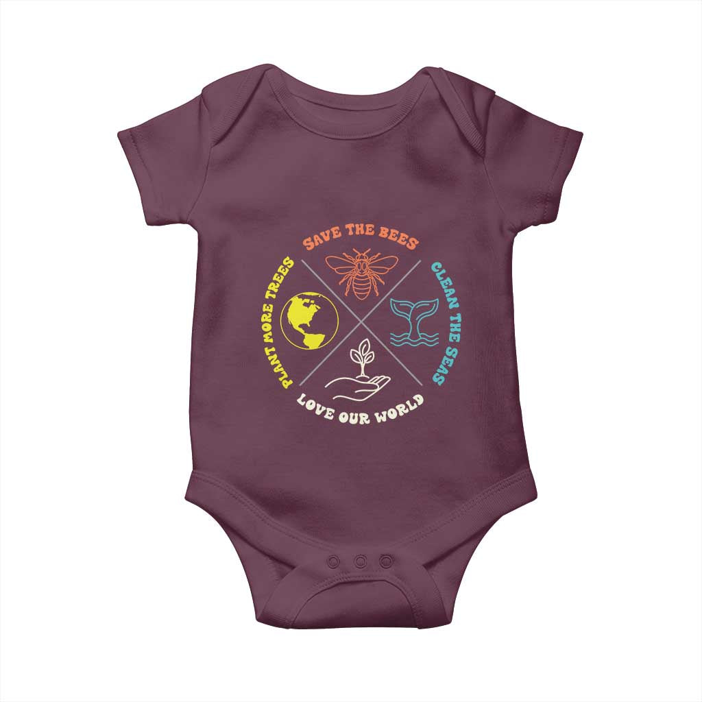 Earth Day Awareness Baby Onesie Save The Bees Plant More Trees Clean The Seas Titties