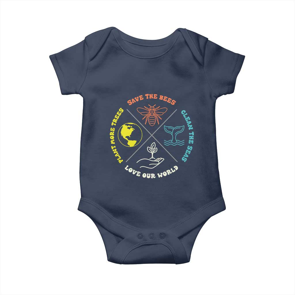 Earth Day Awareness Baby Onesie Save The Bees Plant More Trees Clean The Seas Titties