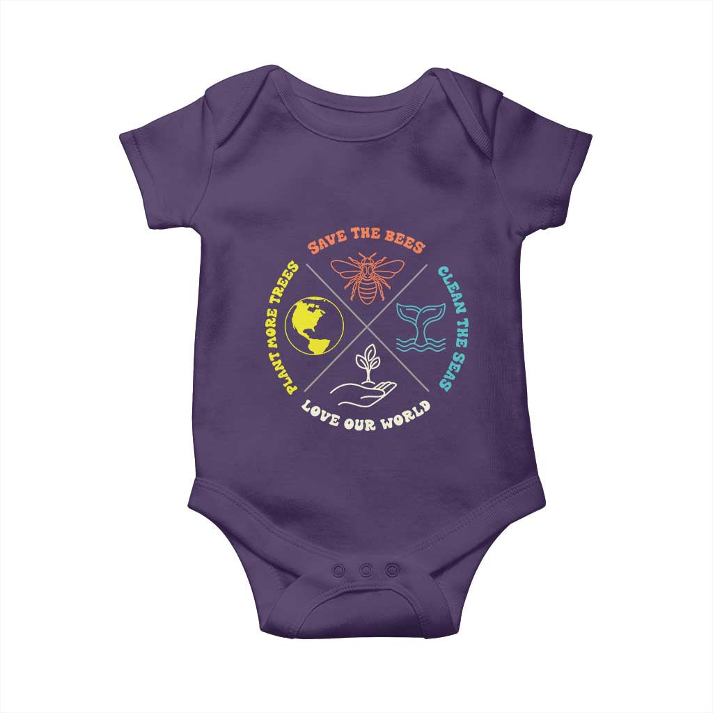 Earth Day Awareness Baby Onesie Save The Bees Plant More Trees Clean The Seas Titties