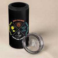 Earth Day Awareness 4 in 1 Can Cooler Tumbler Save The Bees Plant More Trees Clean The Seas Titties