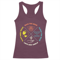 Earth Day Awareness Racerback Tank Top Save The Bees Plant More Trees Clean The Seas Titties