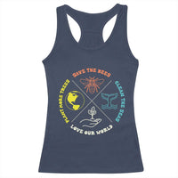 Earth Day Awareness Racerback Tank Top Save The Bees Plant More Trees Clean The Seas Titties