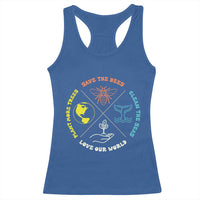 Earth Day Awareness Racerback Tank Top Save The Bees Plant More Trees Clean The Seas Titties