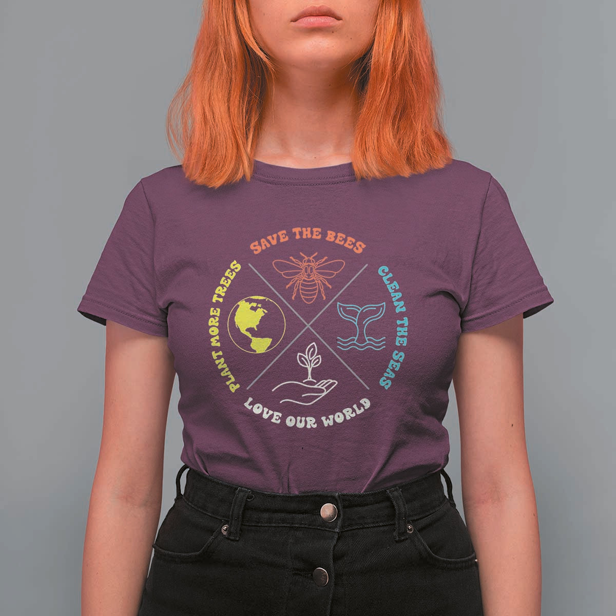 Earth Day Awareness T Shirt For Women Save The Bees Plant More Trees Clean The Seas Titties