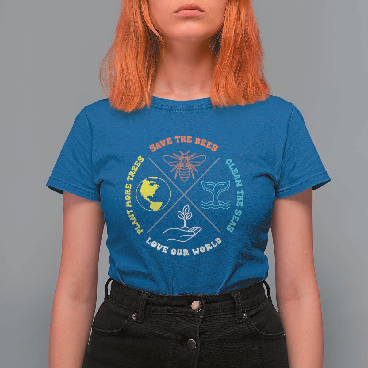 Earth Day Awareness T Shirt For Women Save The Bees Plant More Trees Clean The Seas Titties