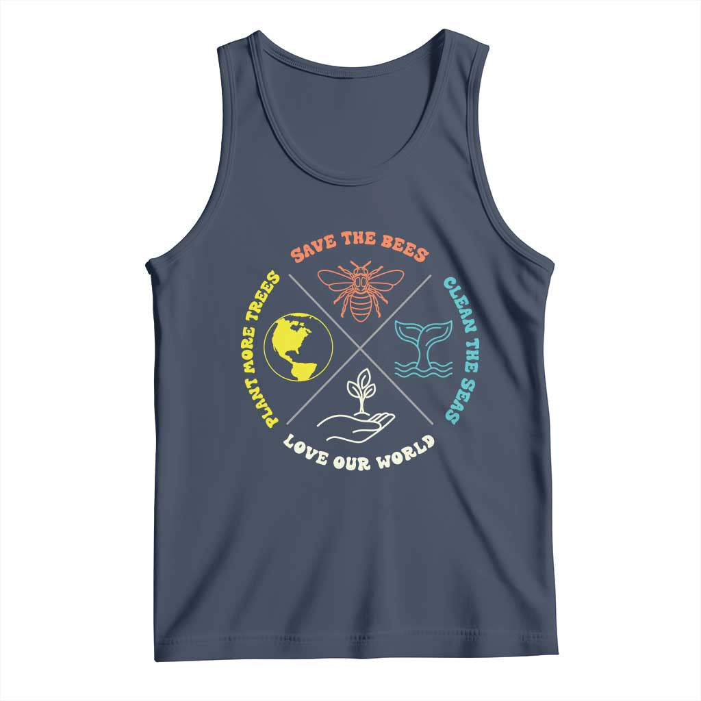 Earth Day Awareness Tank Top Save The Bees Plant More Trees Clean The Seas Titties
