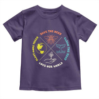 Earth Day Awareness Toddler T Shirt Save The Bees Plant More Trees Clean The Seas Titties