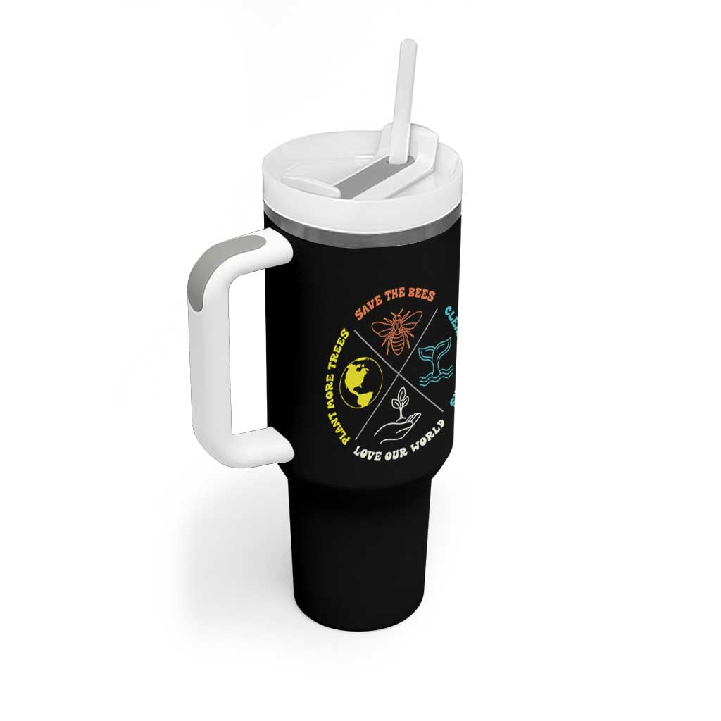 Earth Day Awareness Tumbler With Handle Save The Bees Plant More Trees Clean The Seas Titties