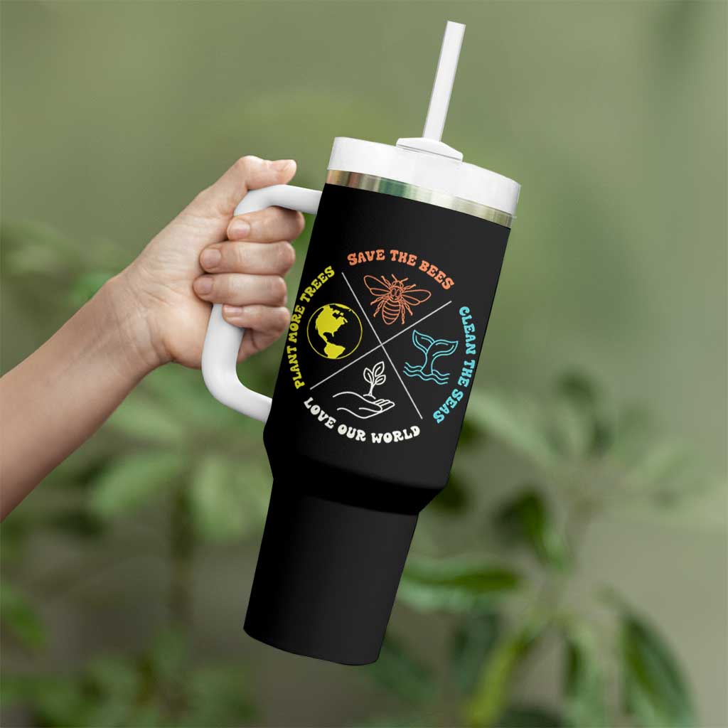 Earth Day Awareness Tumbler With Handle Save The Bees Plant More Trees Clean The Seas Titties