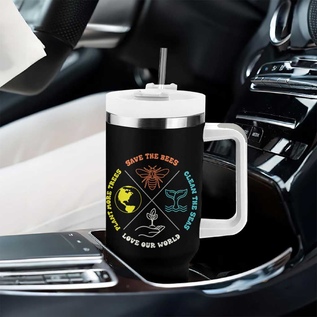 Earth Day Awareness Tumbler With Handle Save The Bees Plant More Trees Clean The Seas Titties