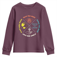 Earth Day Awareness Youth Sweatshirt Save The Bees Plant More Trees Clean The Seas Titties