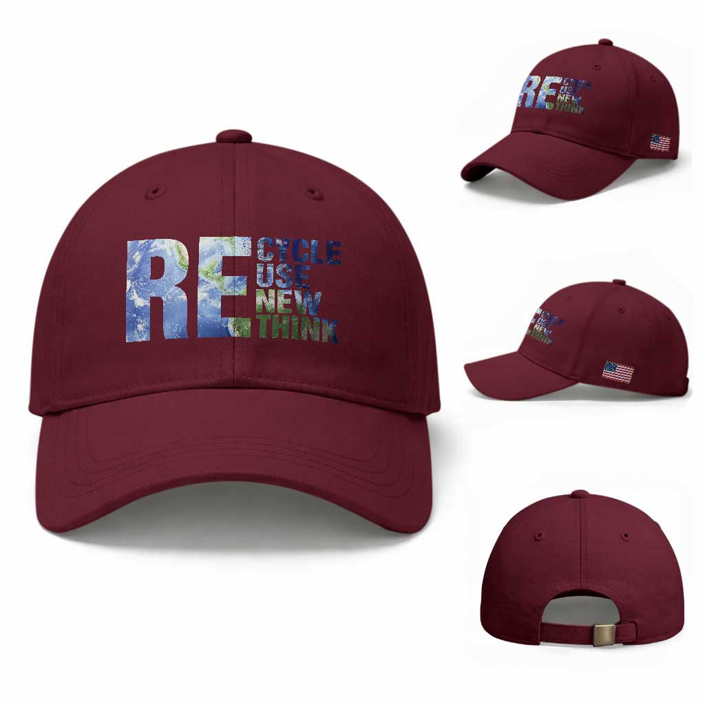 Earth Day Baseball Cap Recycle Reuse Renew Rethink
