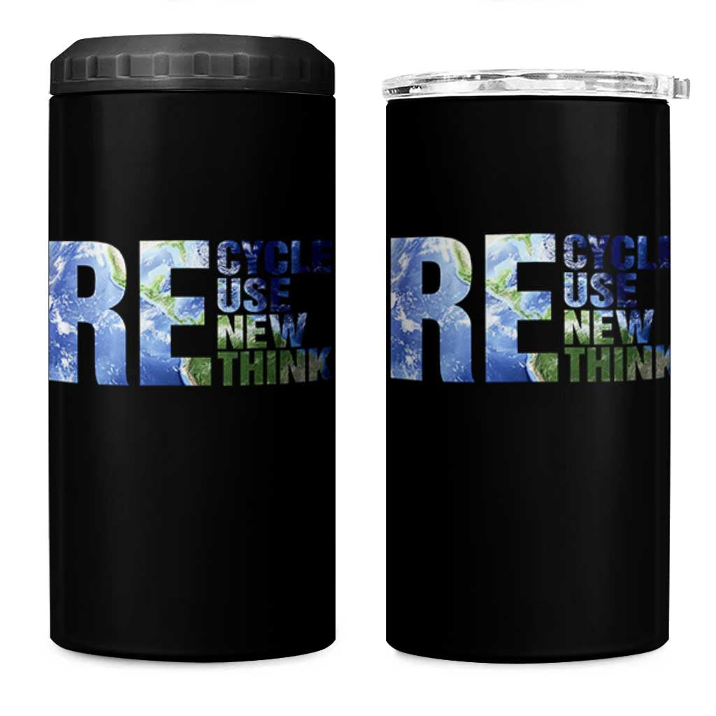 Earth Day 4 in 1 Can Cooler Tumbler Recycle Reuse Renew Rethink