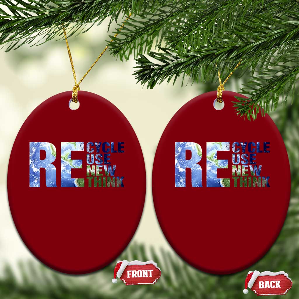 Earth Day Ceramic Ornament Recycle Reuse Renew Rethink