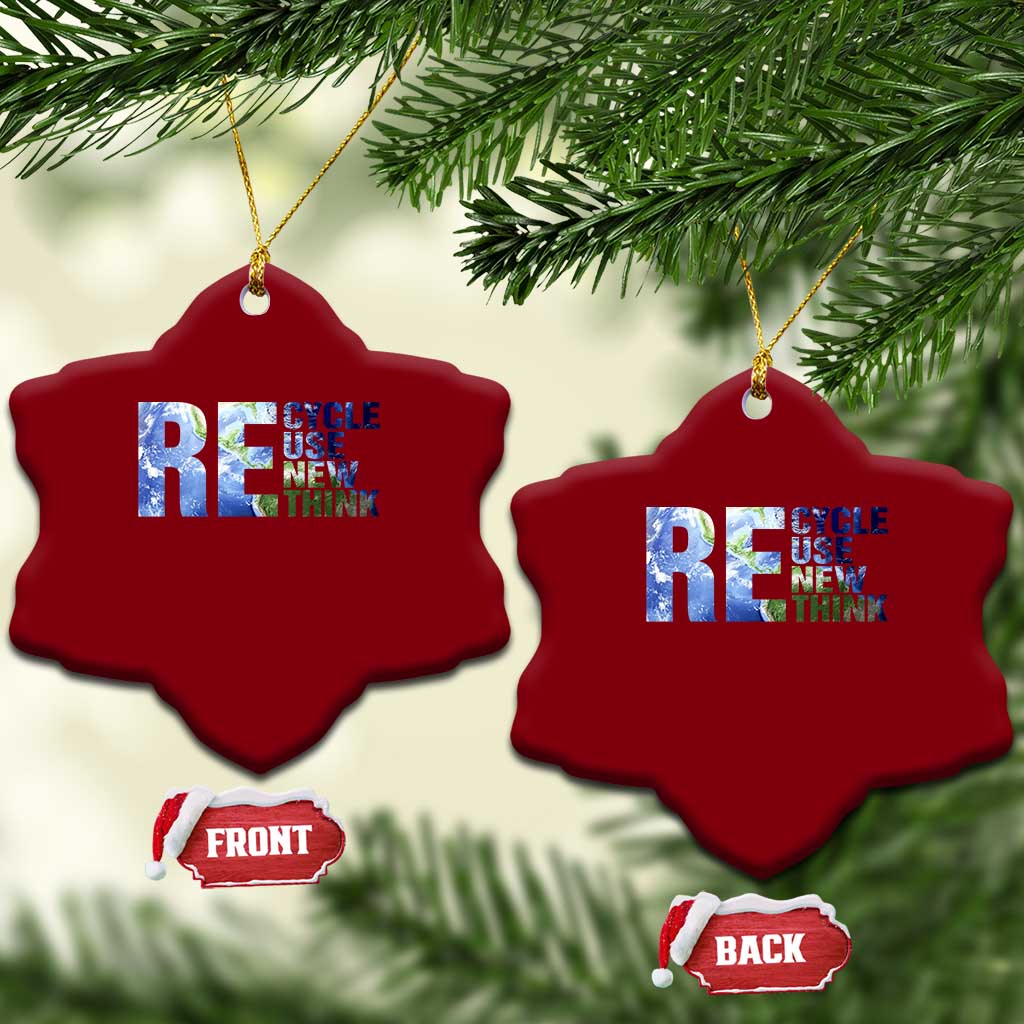 Earth Day Ceramic Ornament Recycle Reuse Renew Rethink