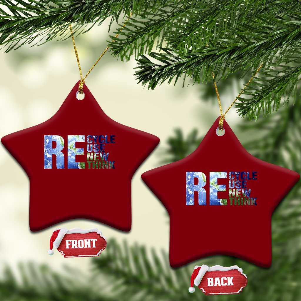 Earth Day Ceramic Ornament Recycle Reuse Renew Rethink