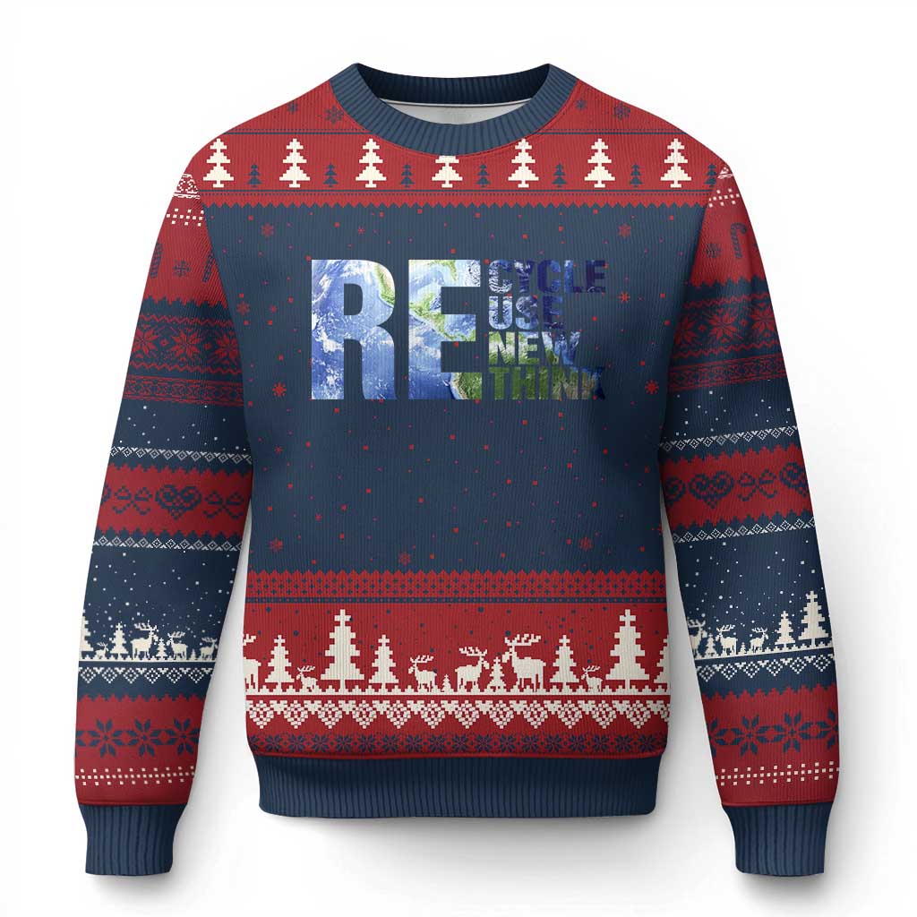 Earth Day Ugly Christmas Sweater Recycle Reuse Renew Rethink