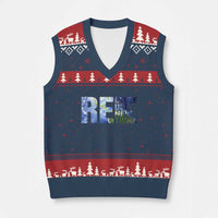 Earth Day V-Neck Knit Sweater Vest Recycle Reuse Renew Rethink