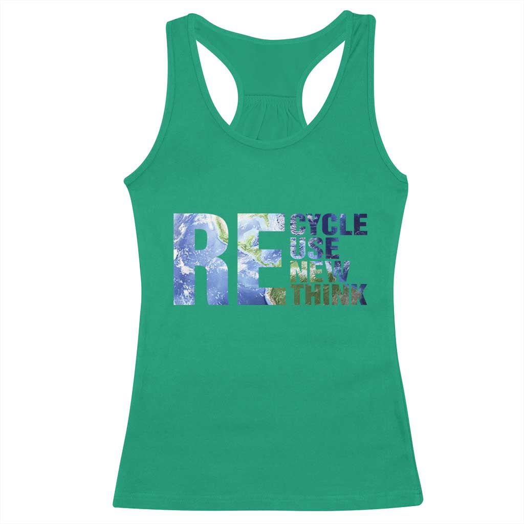 Earth Day Racerback Tank Top Recycle Reuse Renew Rethink