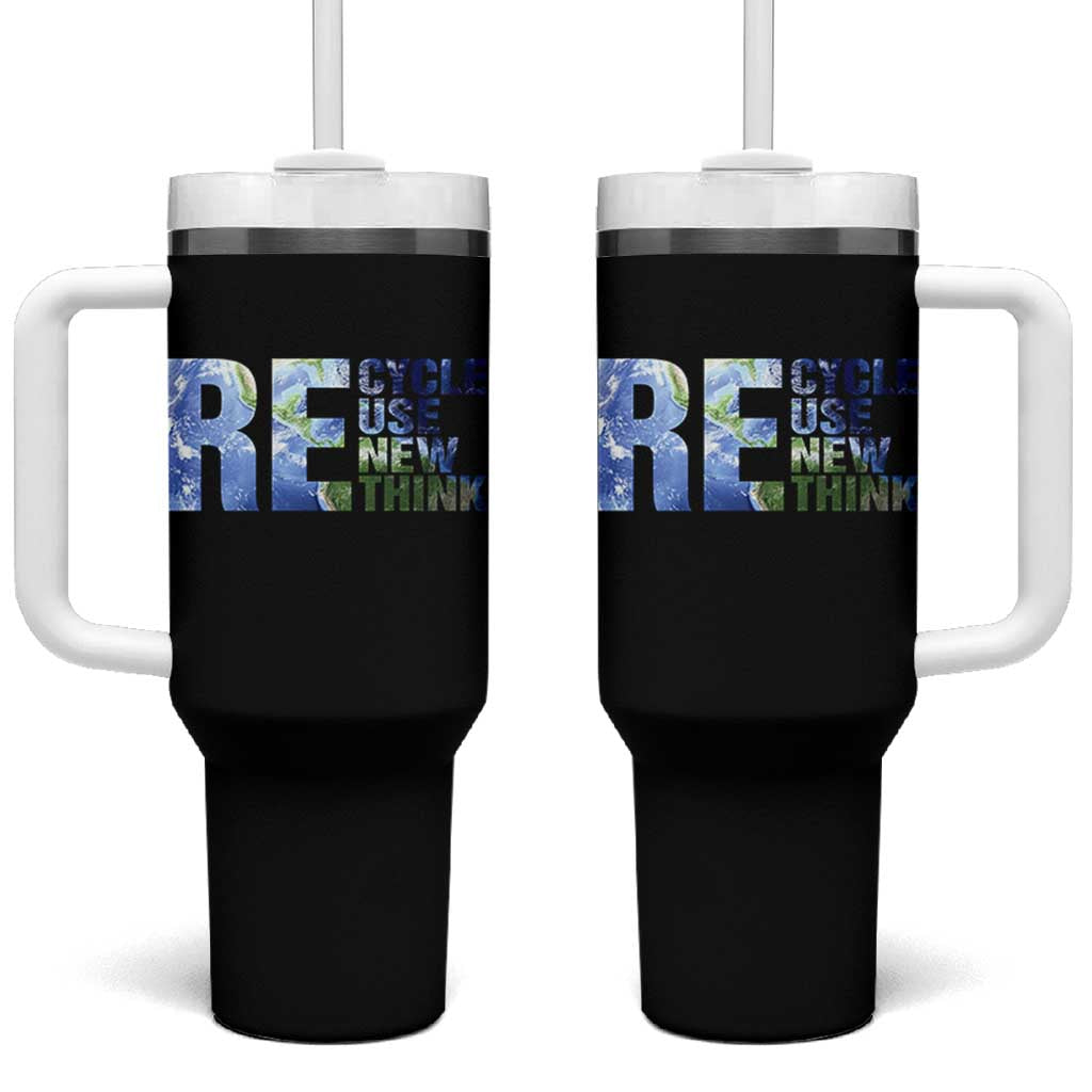 Earth Day Tumbler With Handle Recycle Reuse Renew Rethink