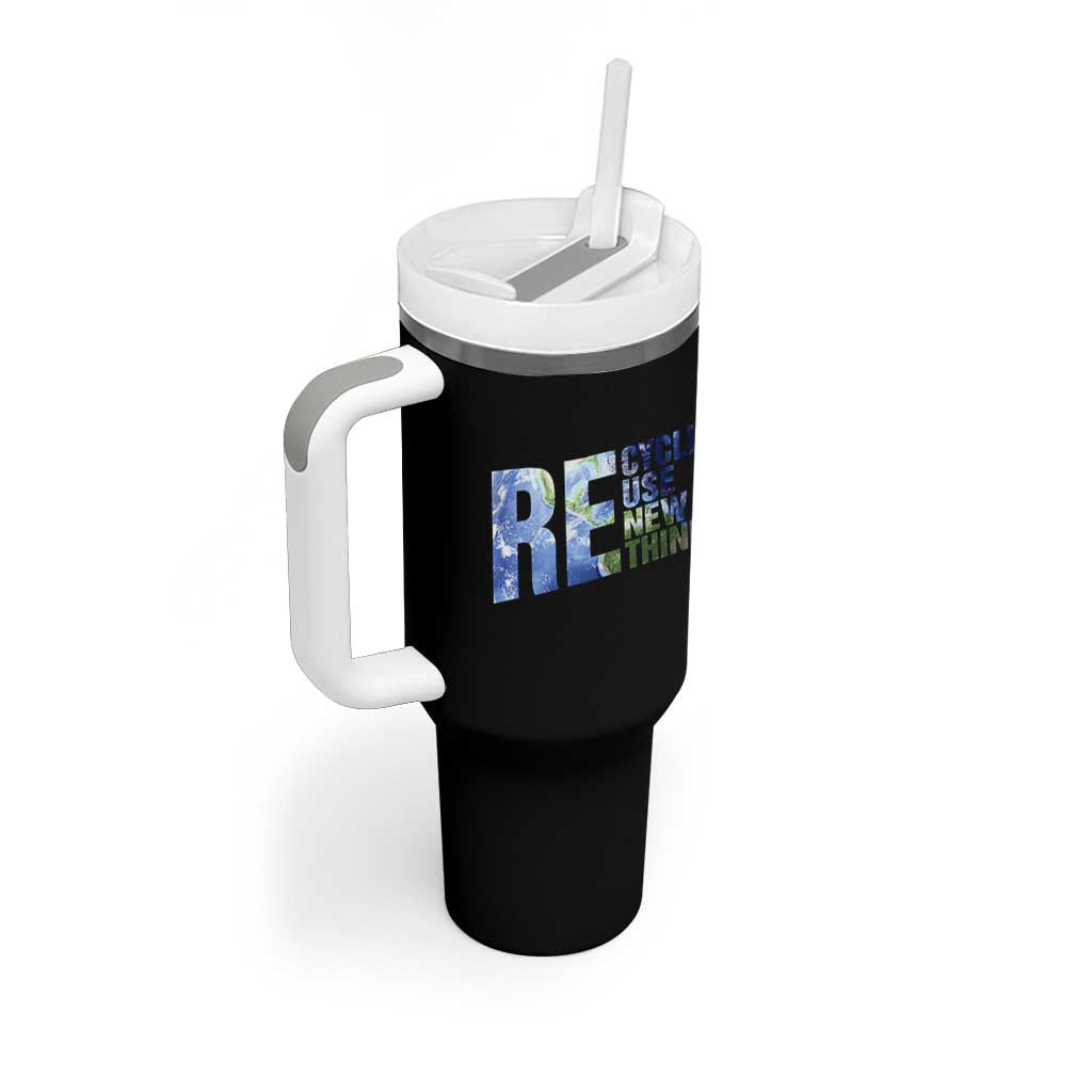 Earth Day Tumbler With Handle Recycle Reuse Renew Rethink