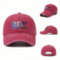 Earth Day Washed Cotton Baseball Cap Recycle Reuse Renew Rethink