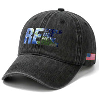 Earth Day Washed Cotton Baseball Cap Recycle Reuse Renew Rethink