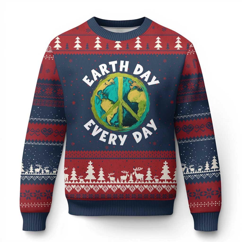 Earth Day Everyday Ugly Christmas Sweater Peace Sign Nature Lover